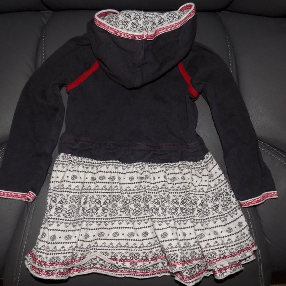 BURT’S BEES BABY GRAY/MAROON/WHITE HOODED DRESS - Picture 4 of 4
